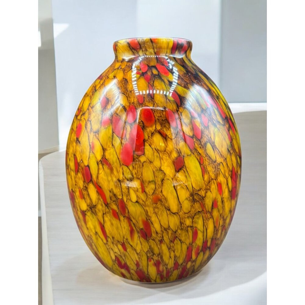 Vintage Replacement Pendant Hand Blown Light Shade Globe Amber, Red, Brown 2" Fi